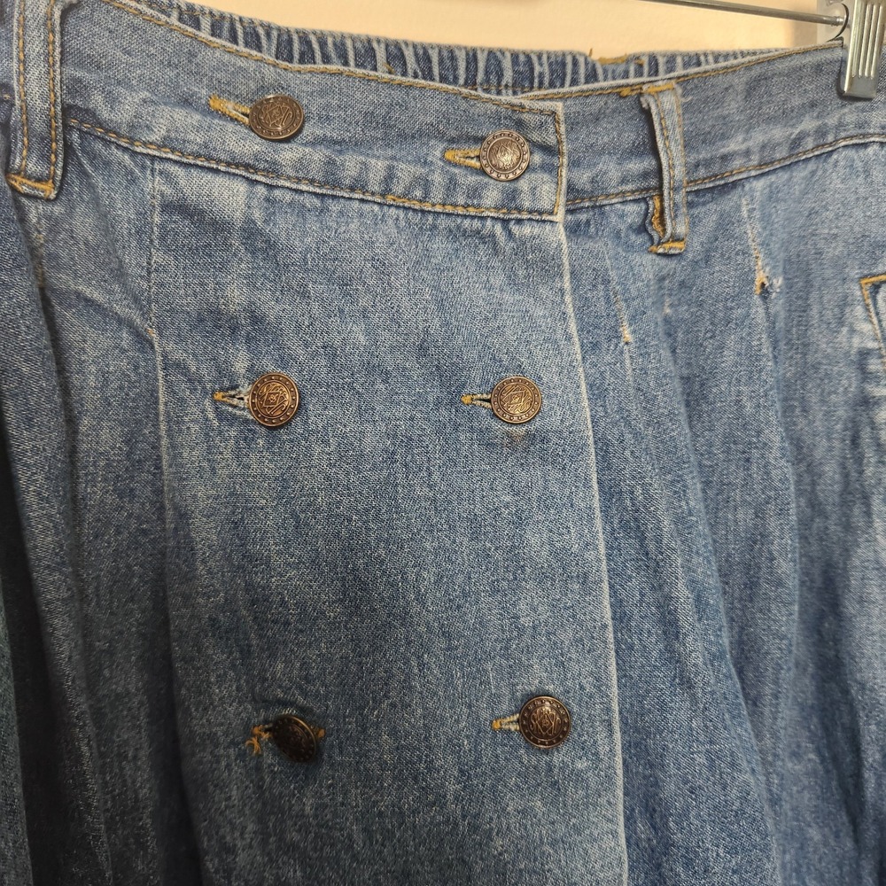 Vtg Gloria Vanderbilt Skirt Sz 22 XL Blue Denim Jean Double Button Front Pockets - Picture 3 of 11